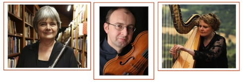 Sarah Newbold (flute), Martin Outram (viola) and Katherine Thomas (harp)